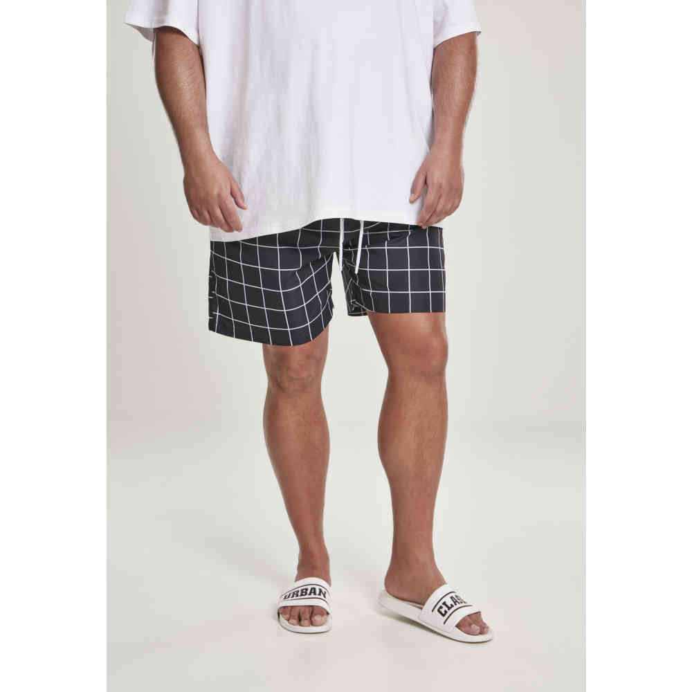 Urban Classics - Check Swim shorts - Black/White